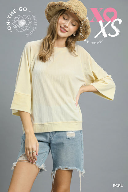 Ribbed Knit Oversized Top        