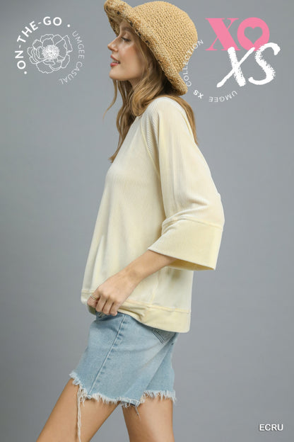 Ribbed Knit Oversized Top        