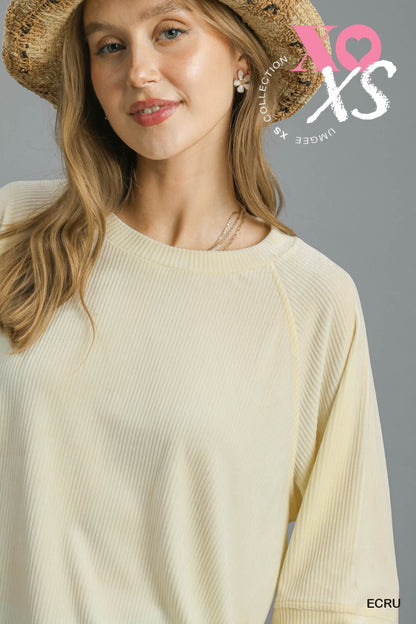 Ribbed Knit Oversized Top        