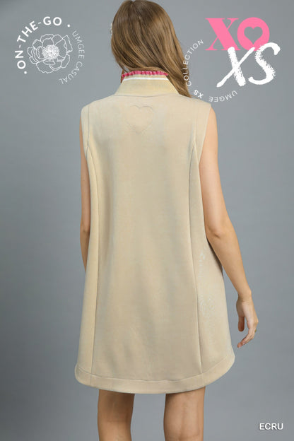Luxeknit Sleeveless Ruffle Trim Pocket Dress        