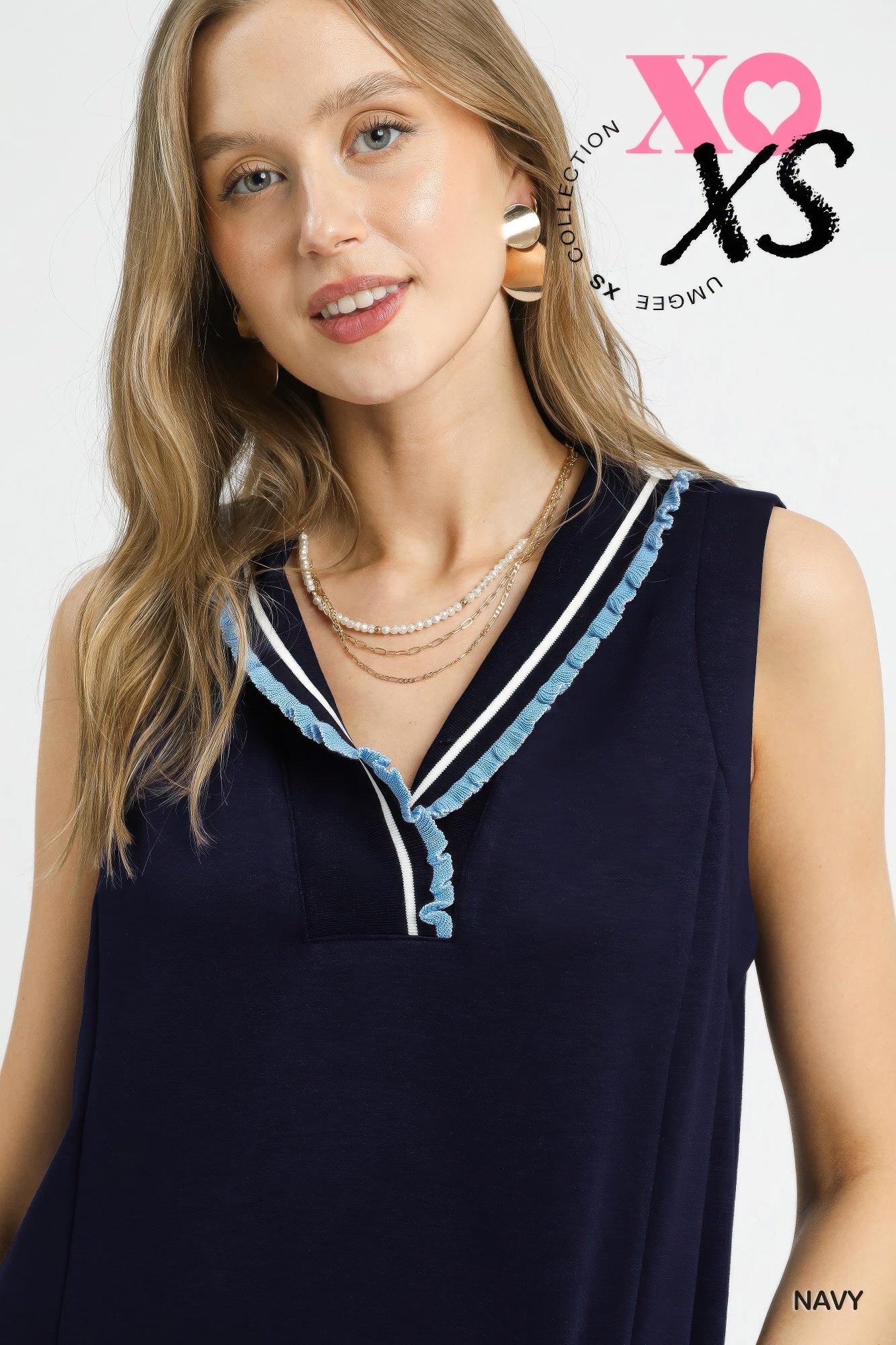 Luxeknit Sleeveless Ruffle Trim Pocket Dress        