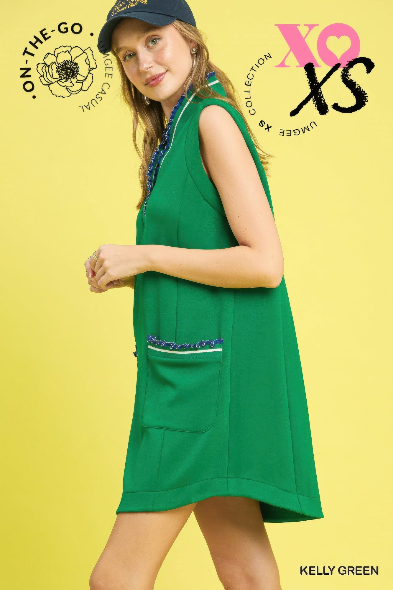 Luxeknit Sleeveless Ruffle Trim Pocket Dress        