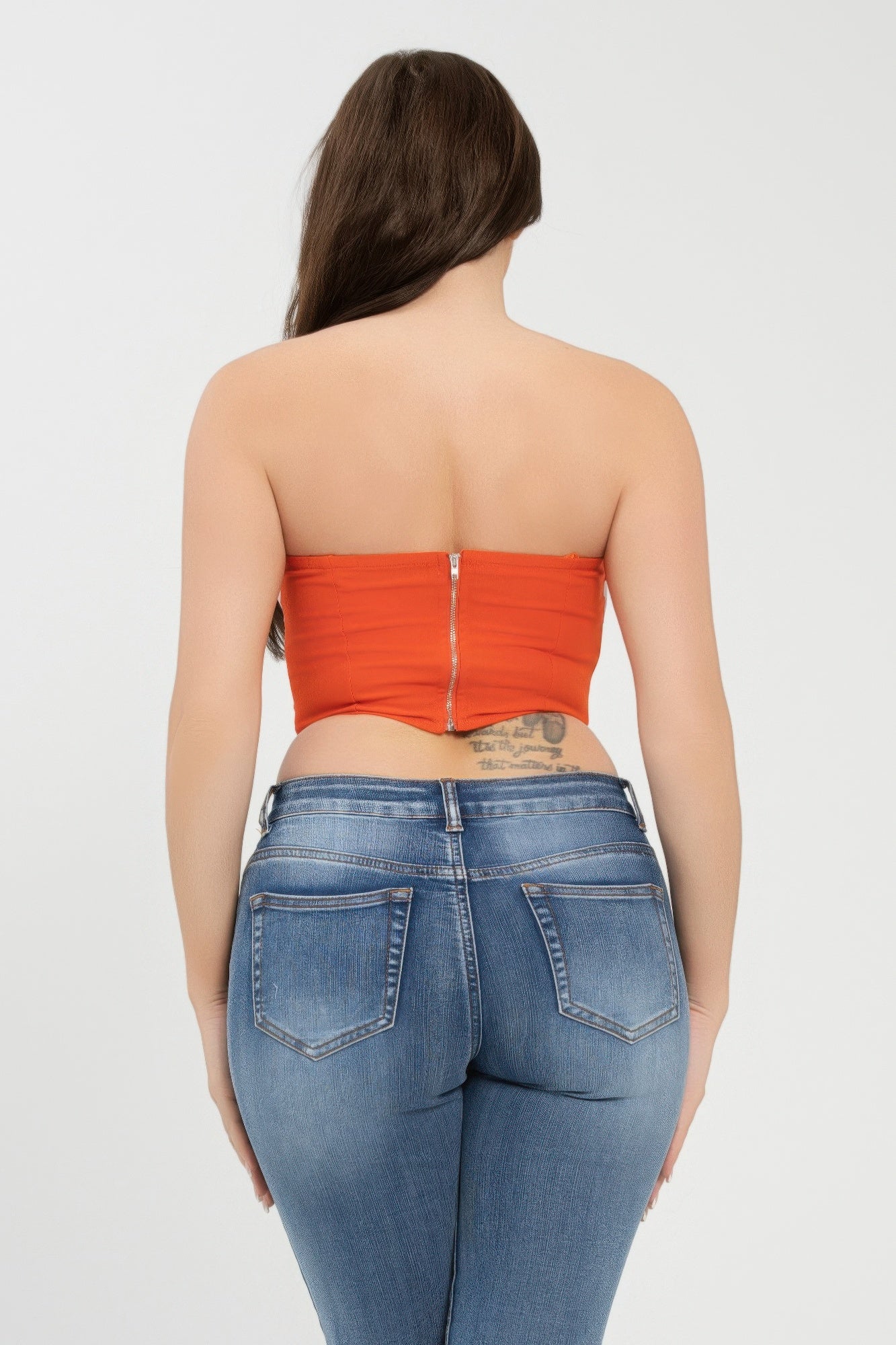 Front Fold-over Color Contrast Tube Top     