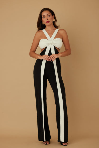 X Ribbon Open Jumpsuit        
