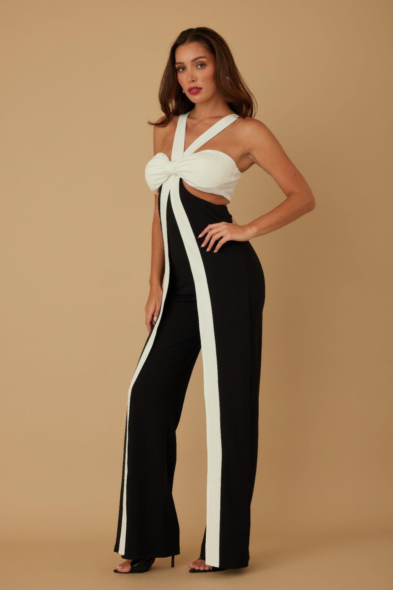 X Ribbon Open Jumpsuit        