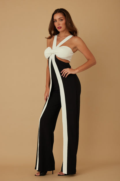 X Ribbon Open Jumpsuit        