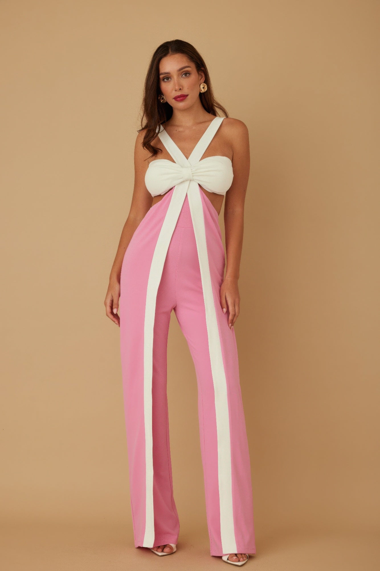 X Ribbon Open Jumpsuit        