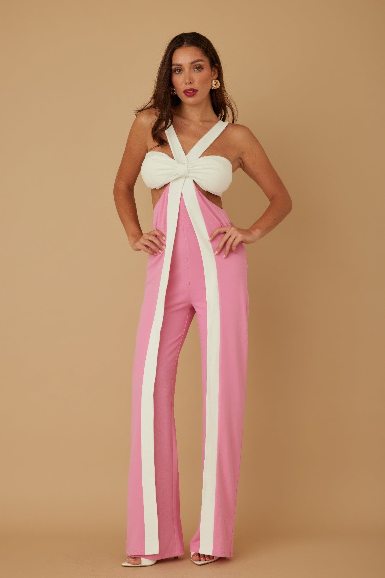 X Ribbon Open Jumpsuit        