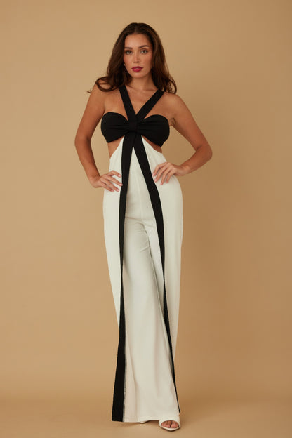 X Ribbon Open Jumpsuit        