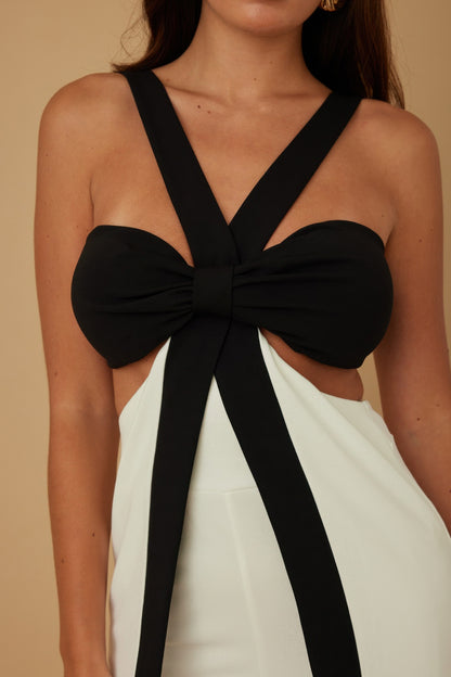 X Ribbon Open Jumpsuit        