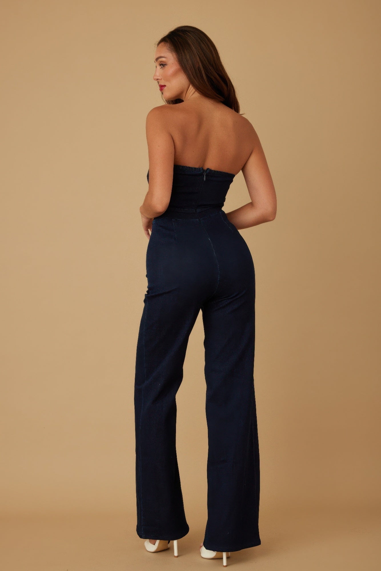 Open Flap Layer Strapless Jumpsuit       