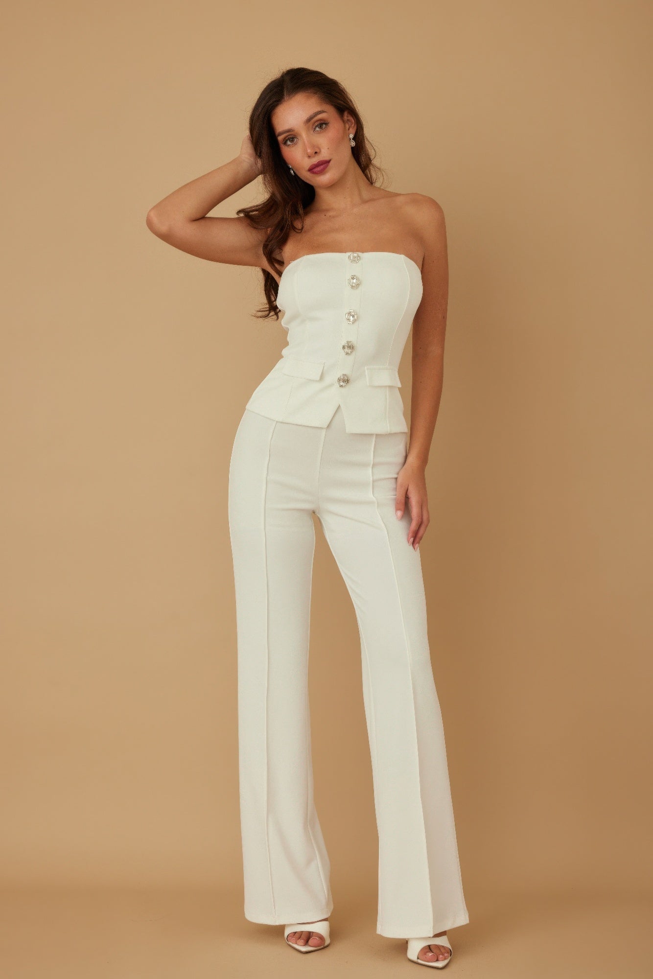 Classy Two Piece Sets With Oval Crystal Stone        