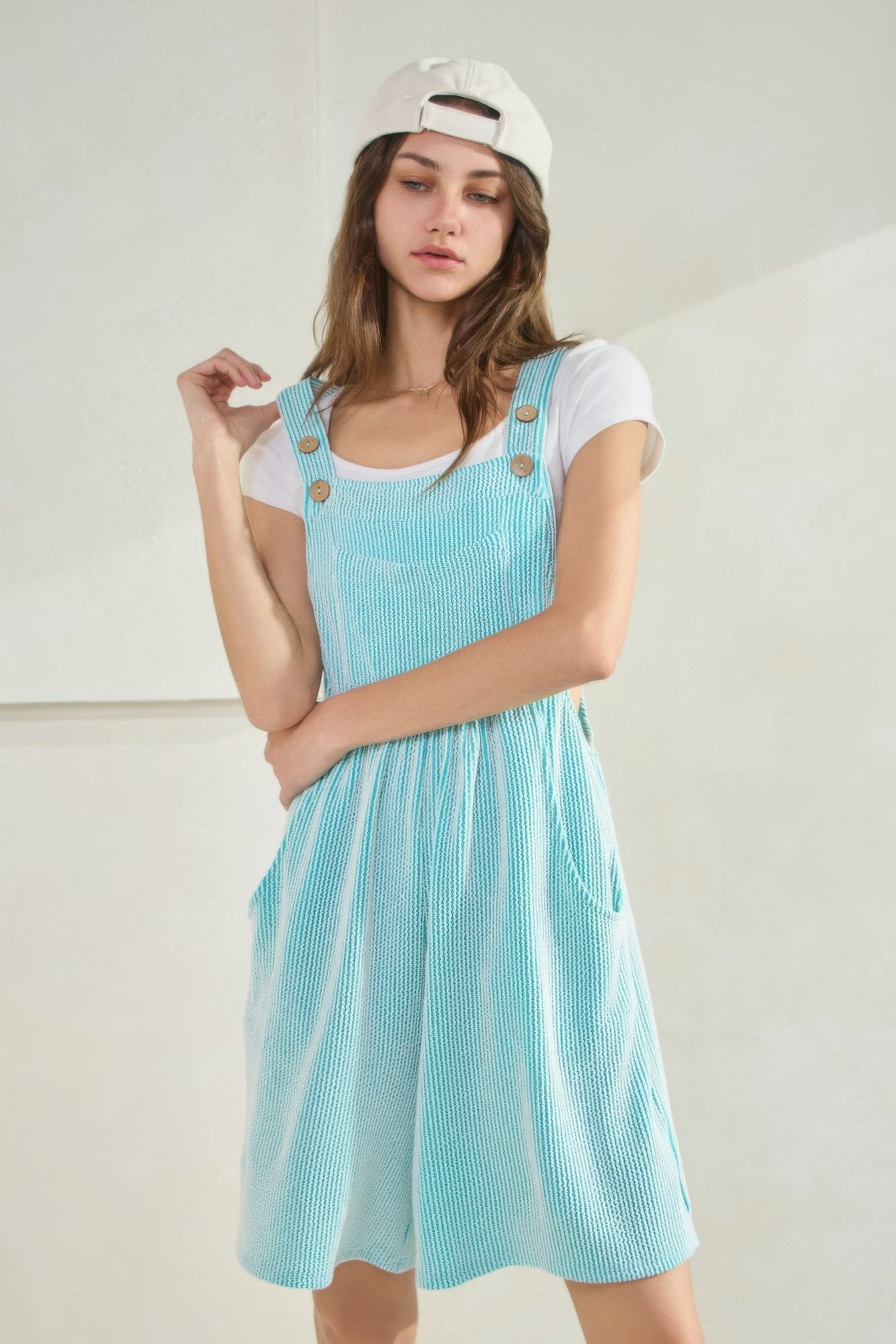 Prime Ribbed Knit Overall Romper     