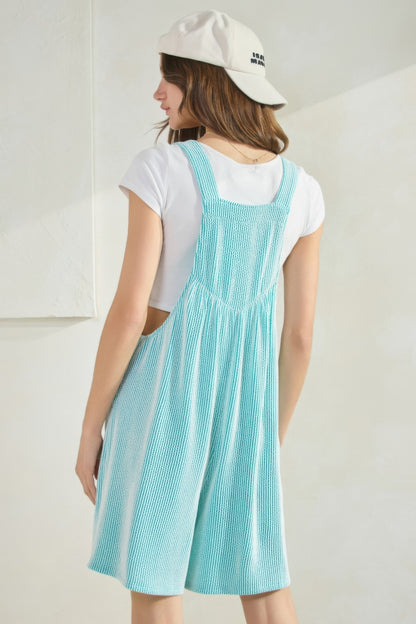 Prime Ribbed Knit Overall Romper     