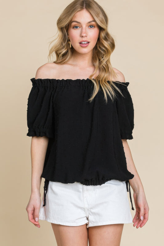 Airflow Dot Off-shoulder Fashion Top       