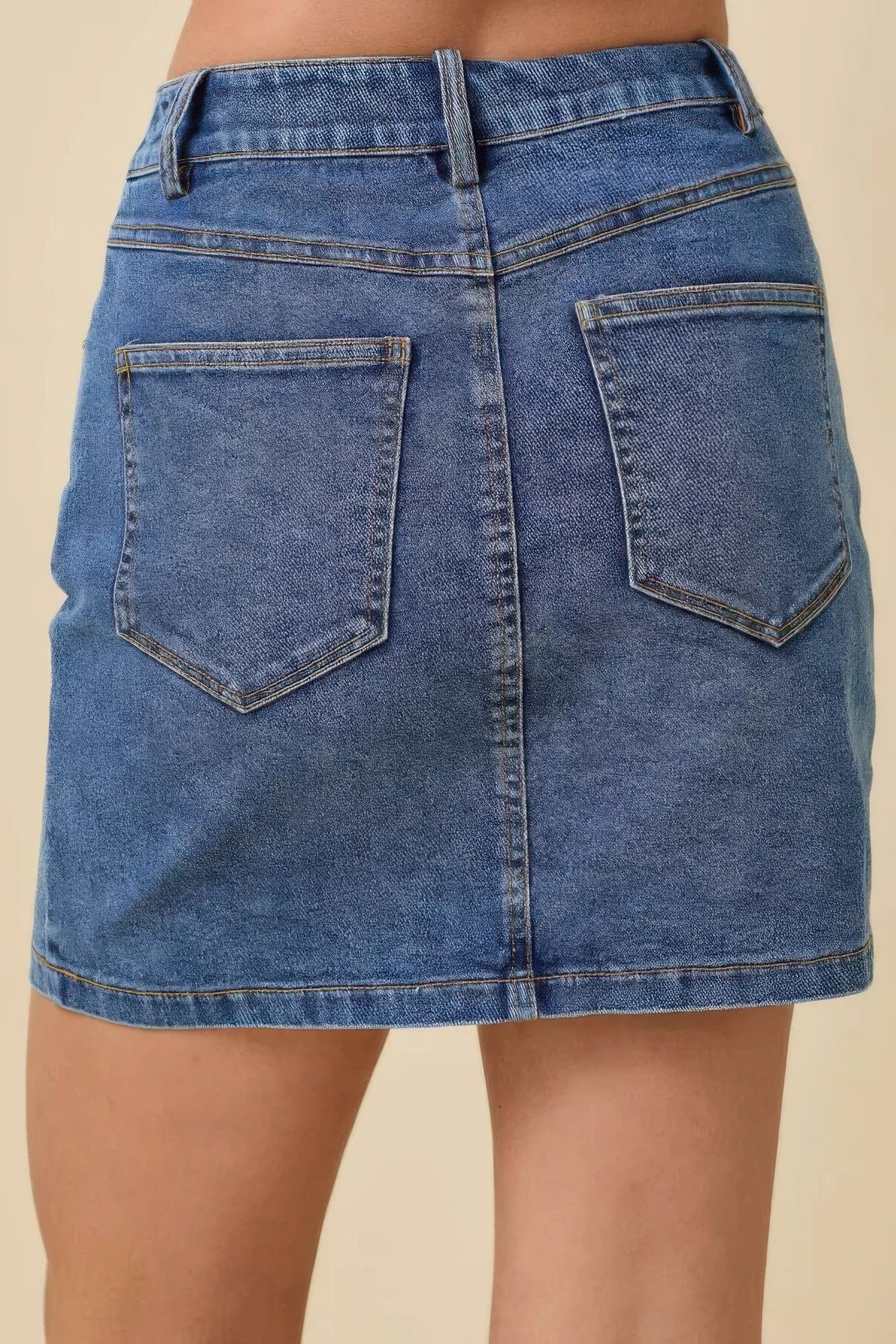 Mini Denim Skirt With All Over Ribbon Bow          