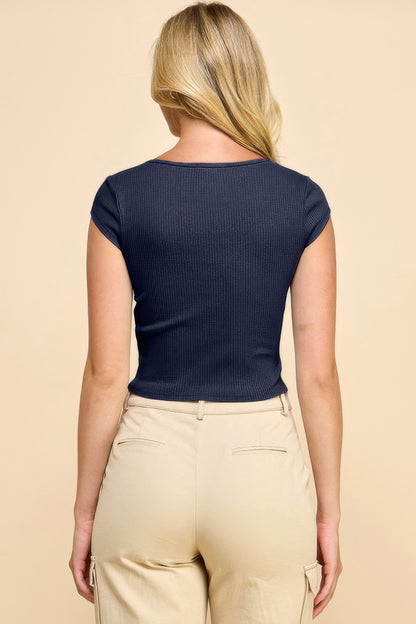 Square Neck Cap Sleeve Top       