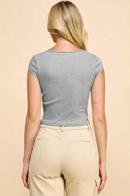 Square Neck Cap Sleeve Top       