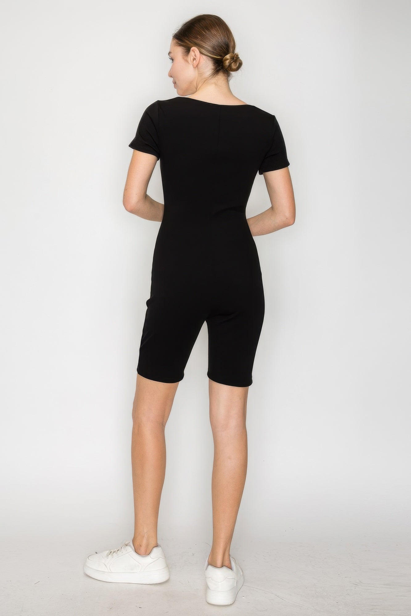Scoop Short Sleeve Rib Romper