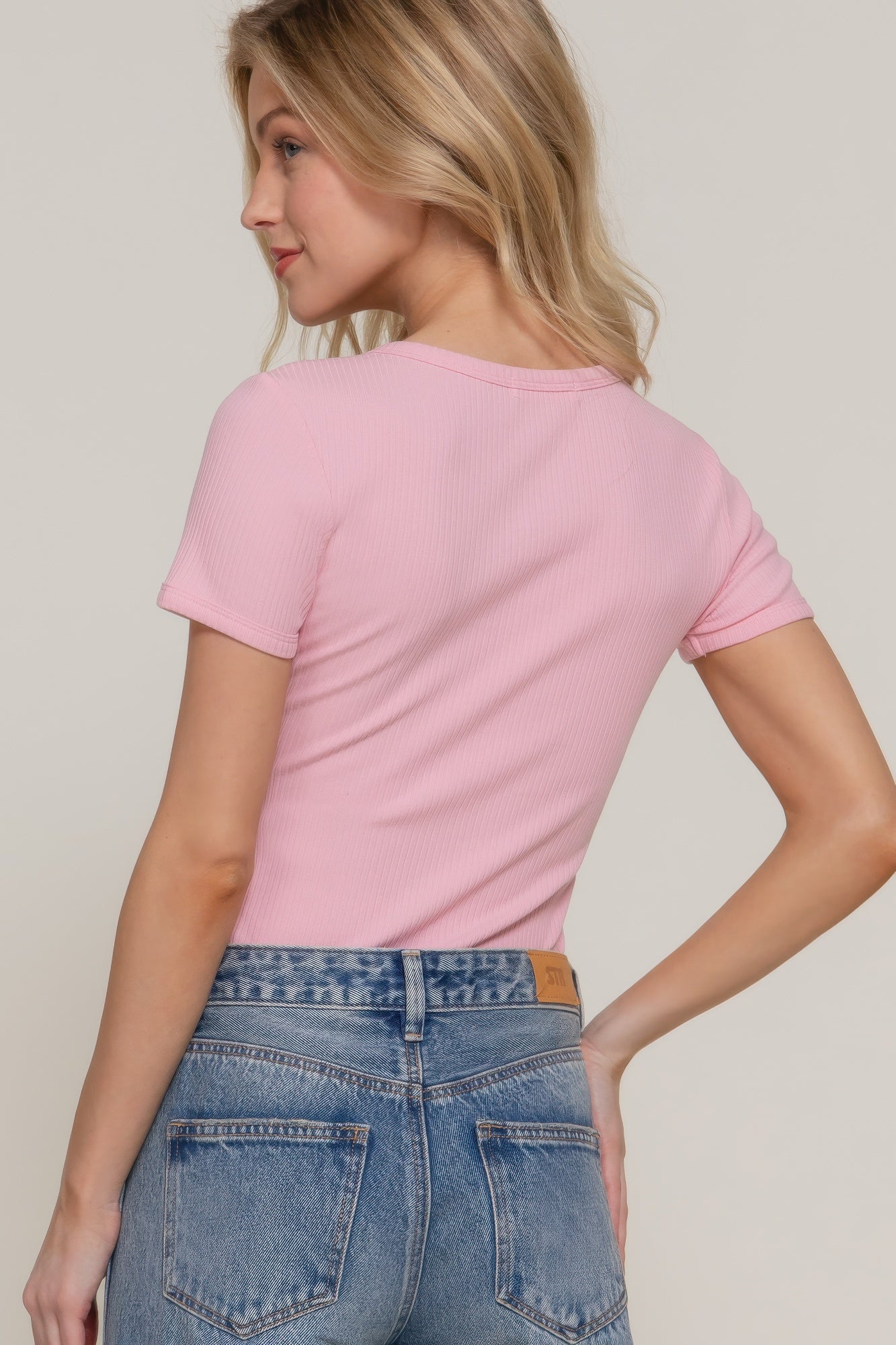 Short Slv Snap Button Rib Bodysuit        
