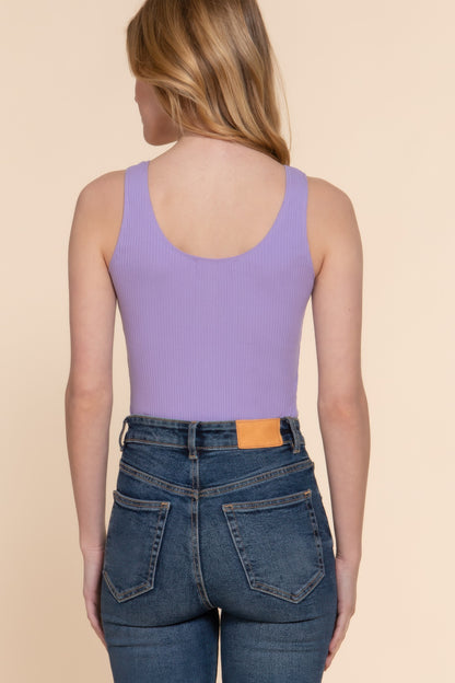 Sleeveless Henley Rib Knit Bodysuit       