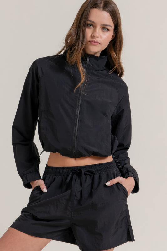 Long Slv Crop Activewear Anorak Jacket         