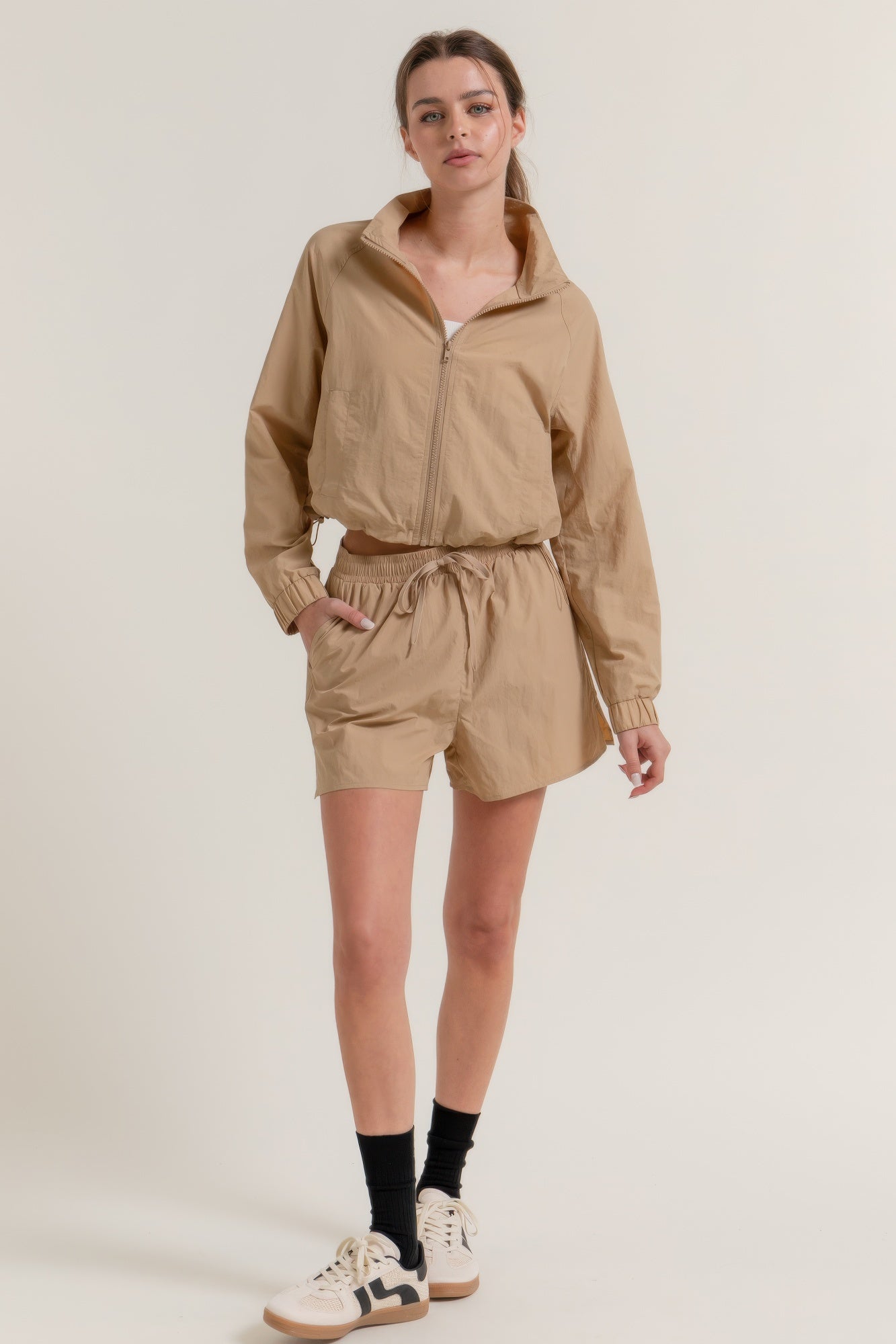 Long Slv Crop Activewear Anorak Jacket         