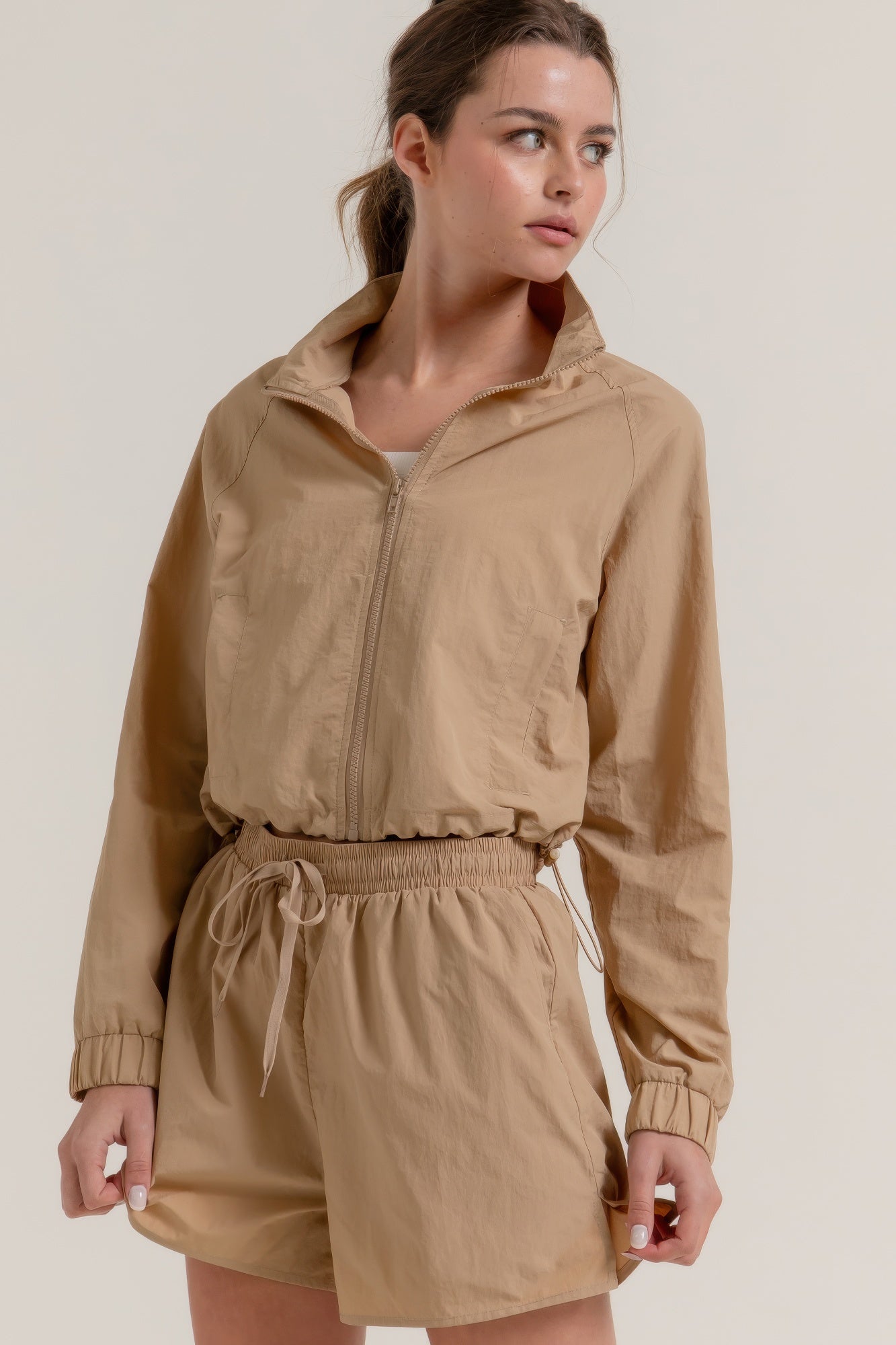 Long Slv Crop Activewear Anorak Jacket         