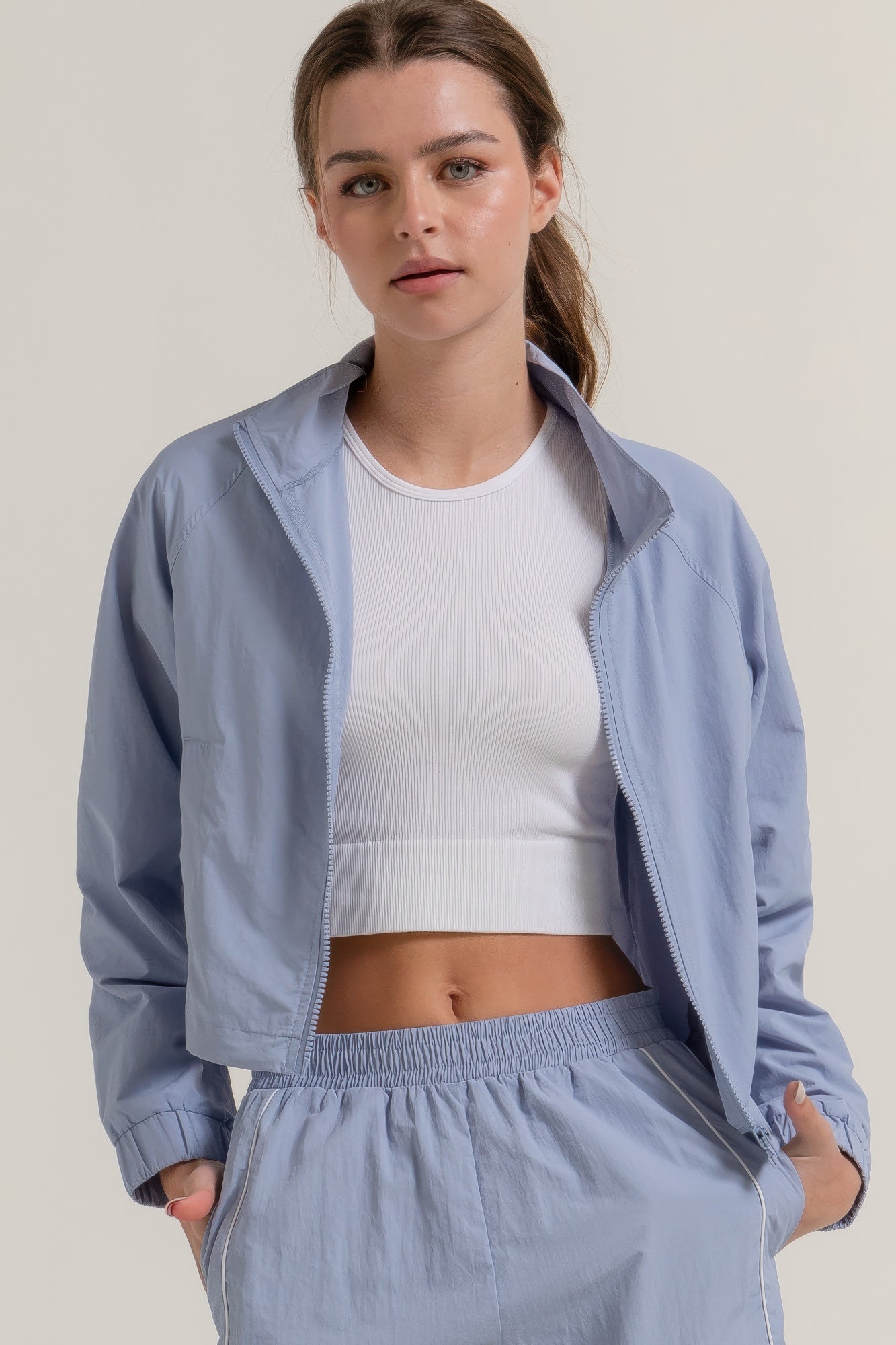 Long Slv Crop Activewear Anorak Jacket         