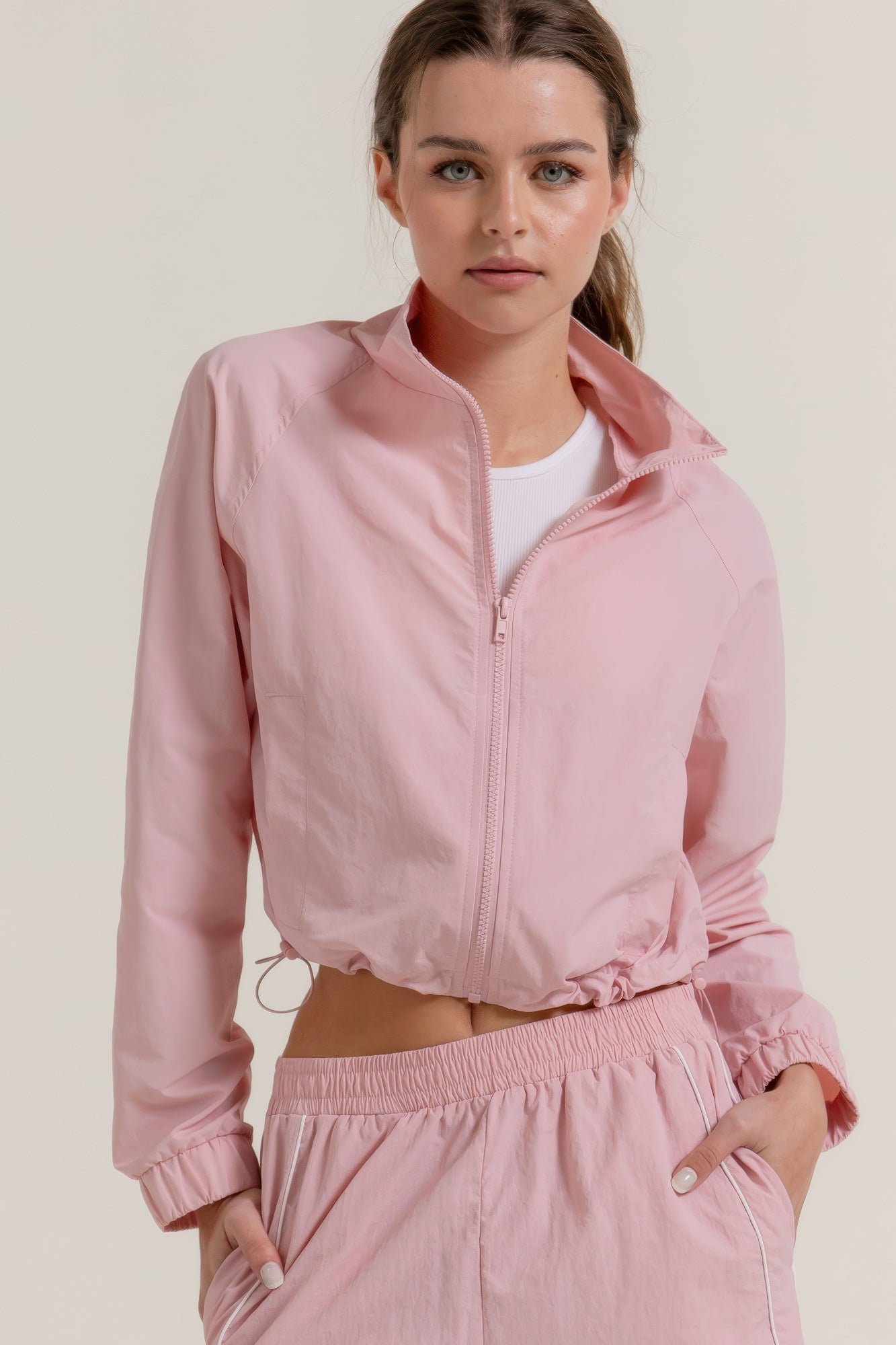 Long Slv Crop Activewear Anorak Jacket         