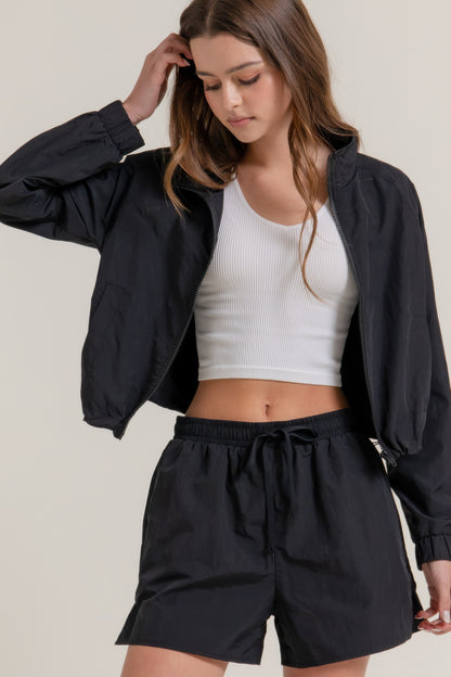 Long Slv Crop Activewear Anorak Jacket         