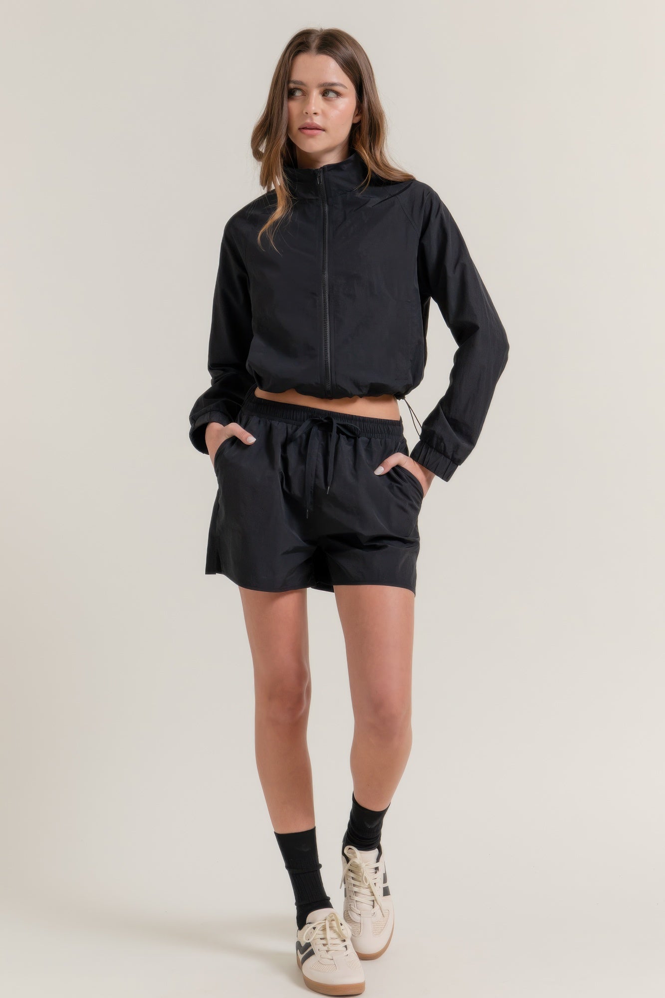 Long Slv Crop Activewear Anorak Jacket         