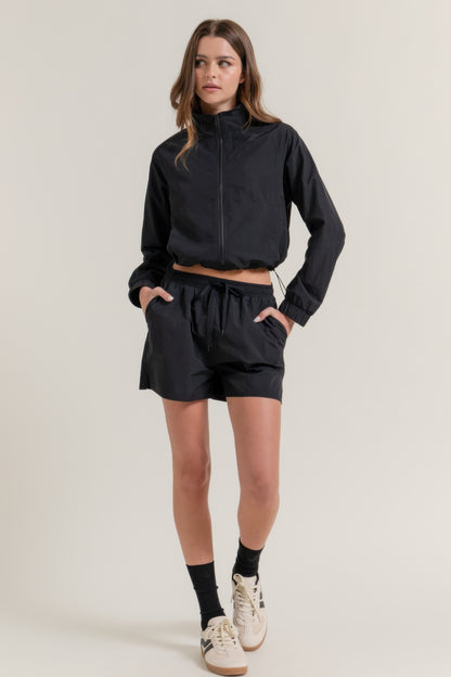 Long Slv Crop Activewear Anorak Jacket         