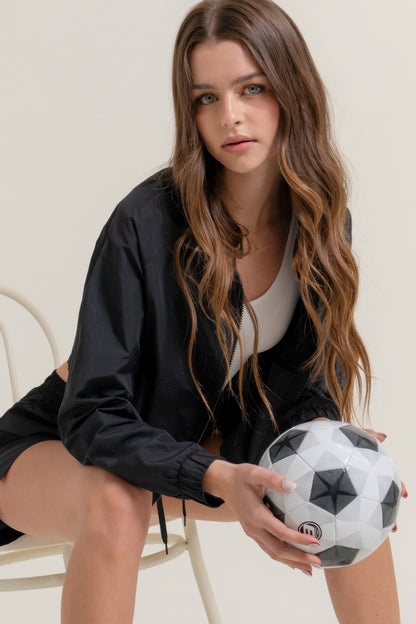 Long Slv Crop Activewear Anorak Jacket         