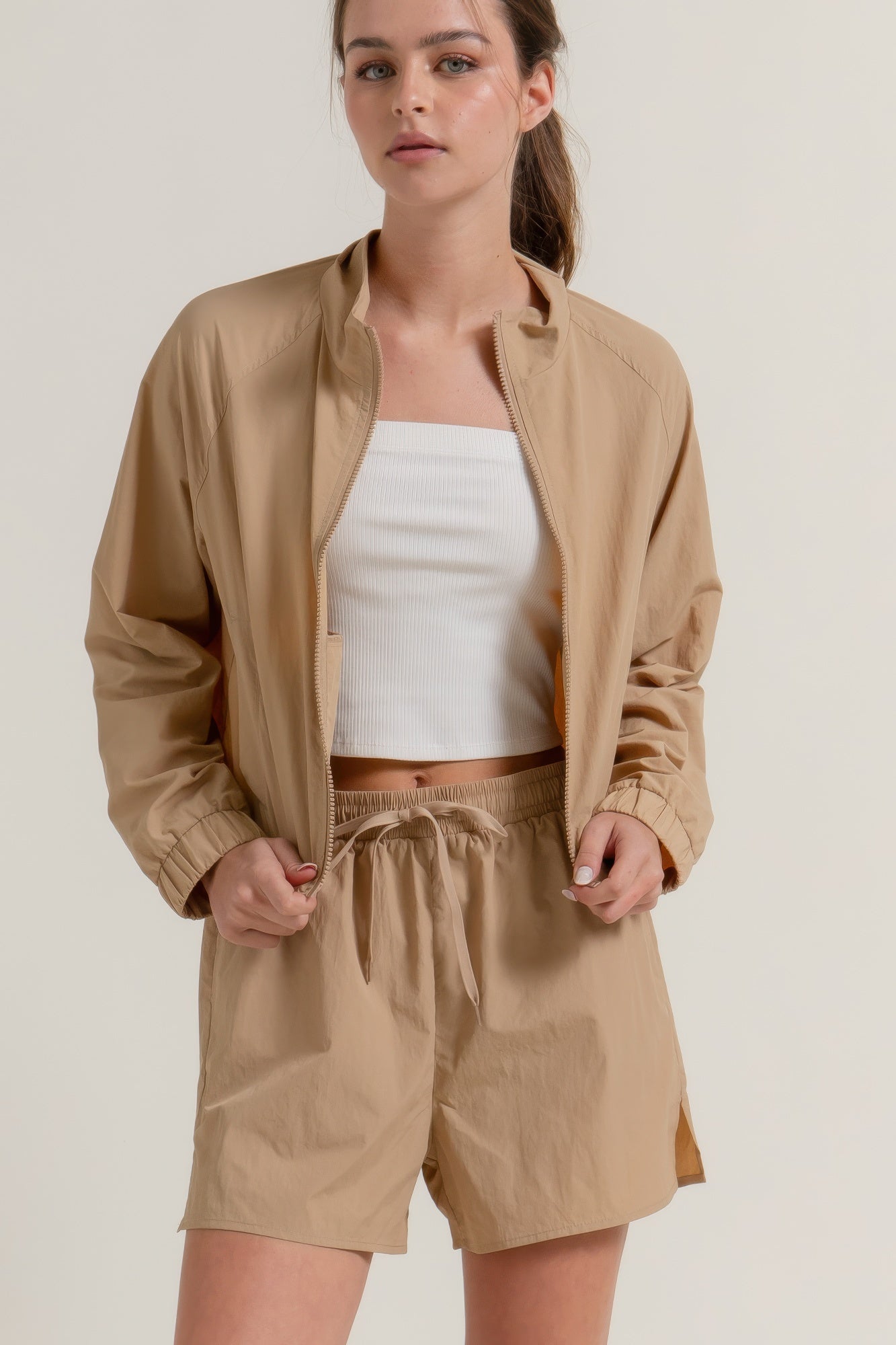 Anorak Side Slit Workout Shorts       