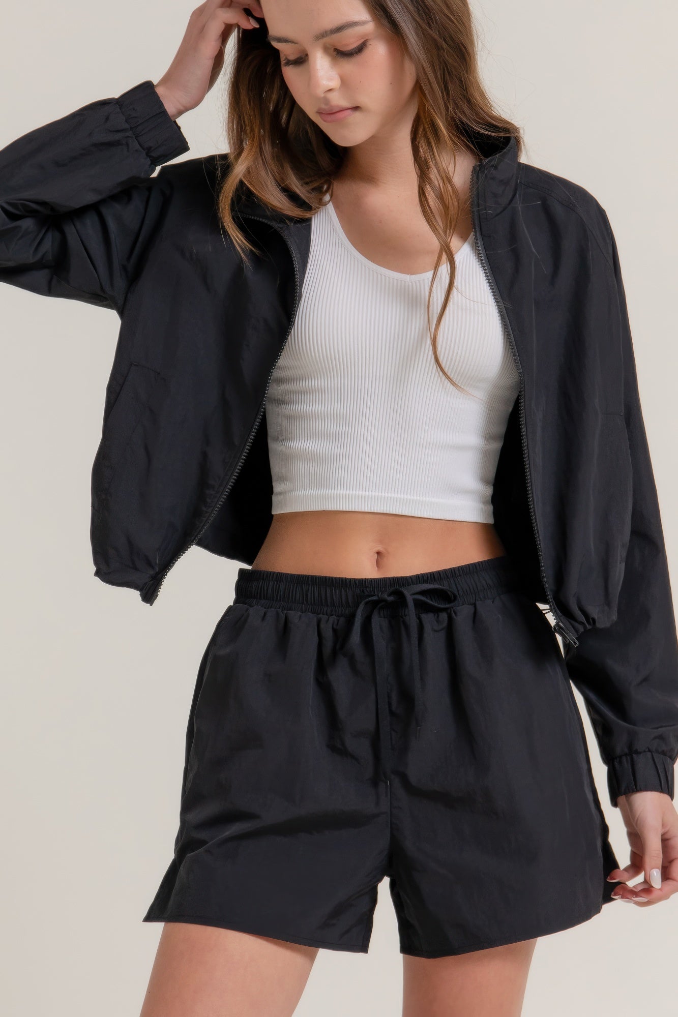 Anorak Side Slit Workout Shorts       