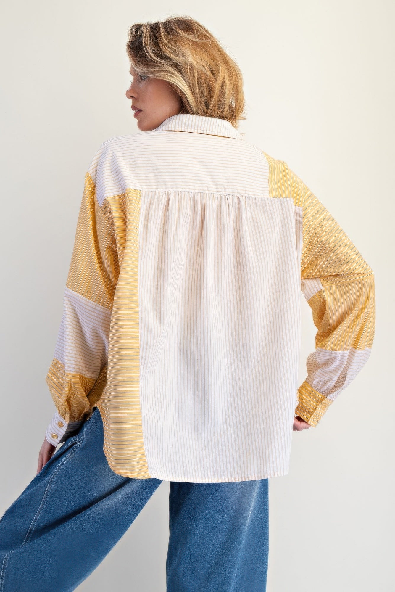 Stripe Mix Button Down Shirt           