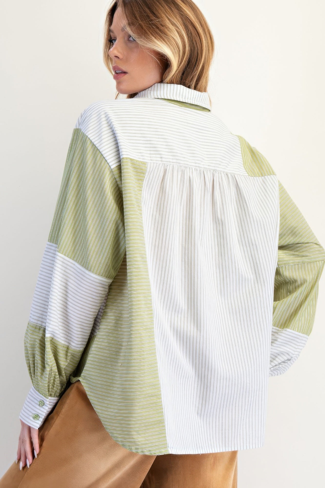 Stripe Mix Button Down Shirt           