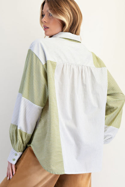 Stripe Mix Button Down Shirt           