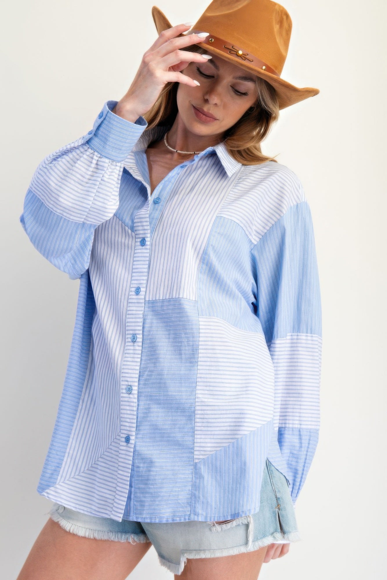 Stripe Mix Button Down Shirt           