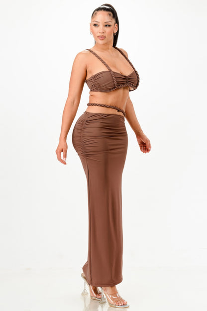 Cord Top And Skirt Set          