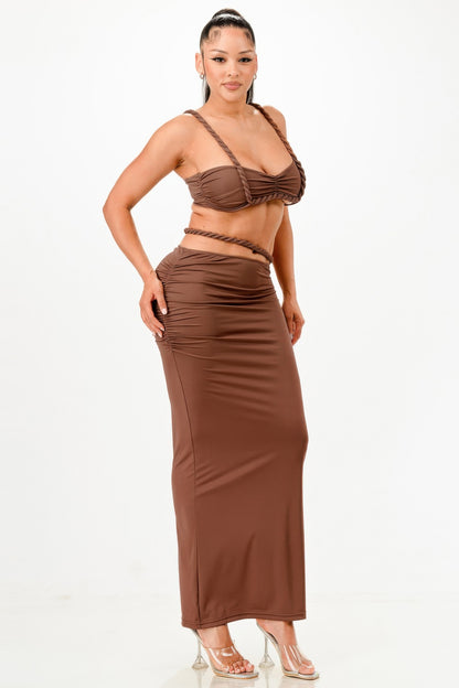 Cord Top And Skirt Set          