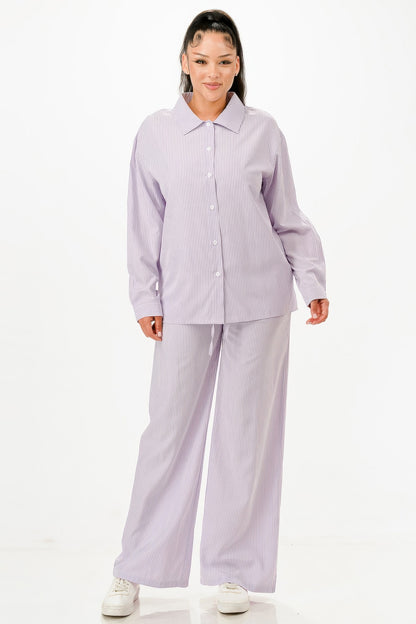 Pinstripe Shirt And Pant Set            