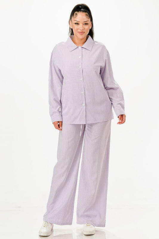 Pinstripe Shirt And Pant Set            