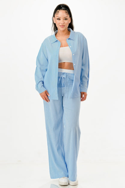 Pinstripe Shirt And Pant Set            
