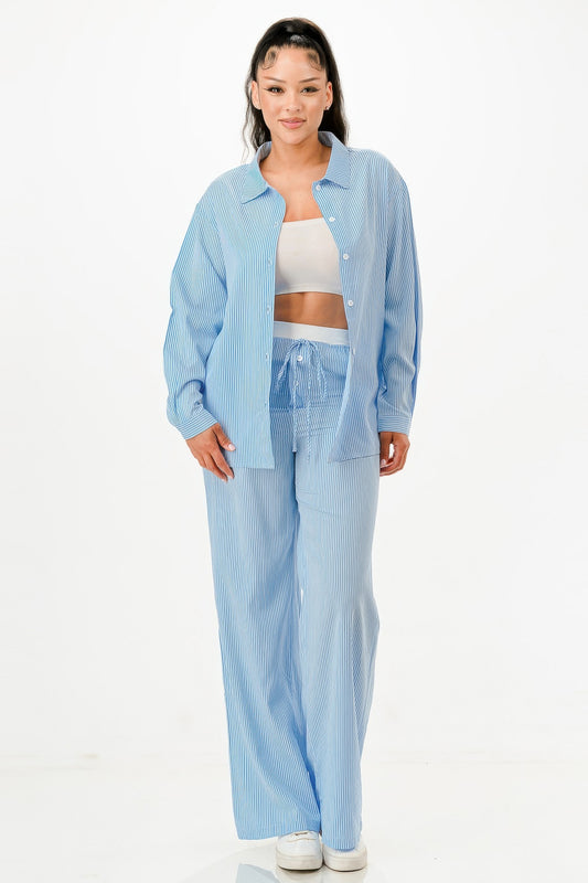 Pinstripe Shirt And Pant Set            