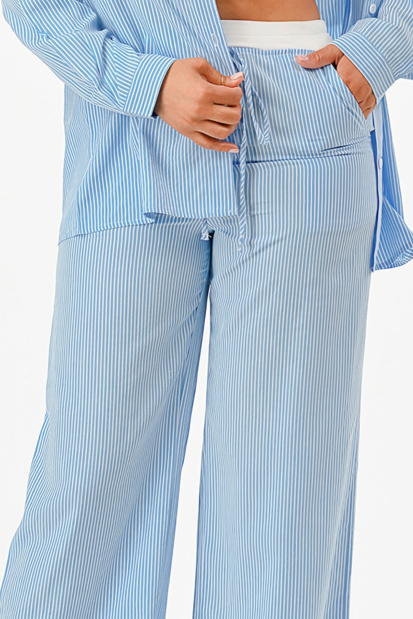 Pinstripe Shirt And Pant Set            
