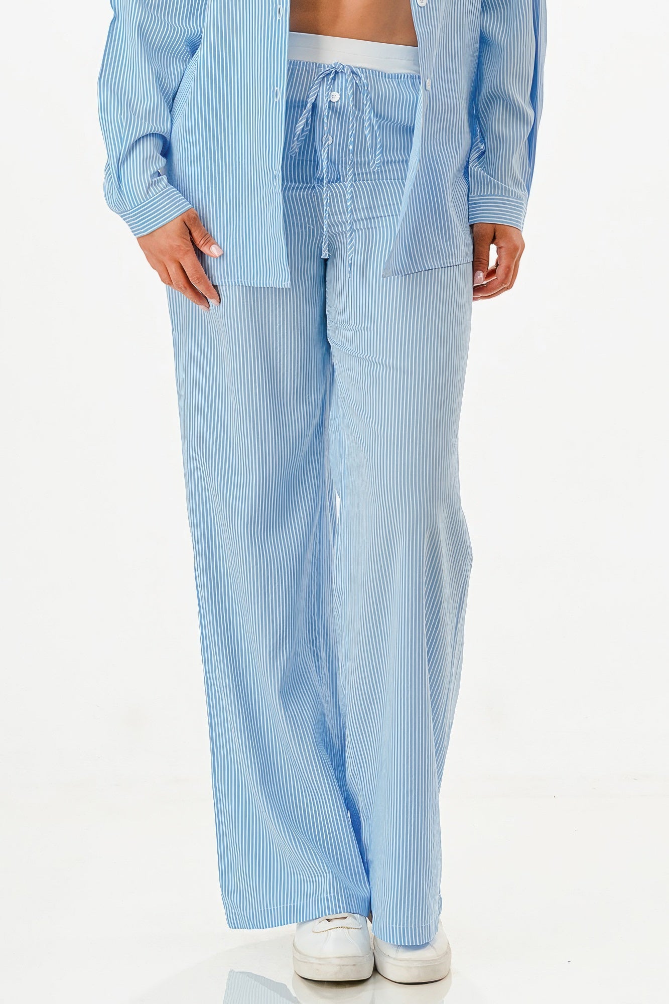 Pinstripe Shirt And Pant Set            