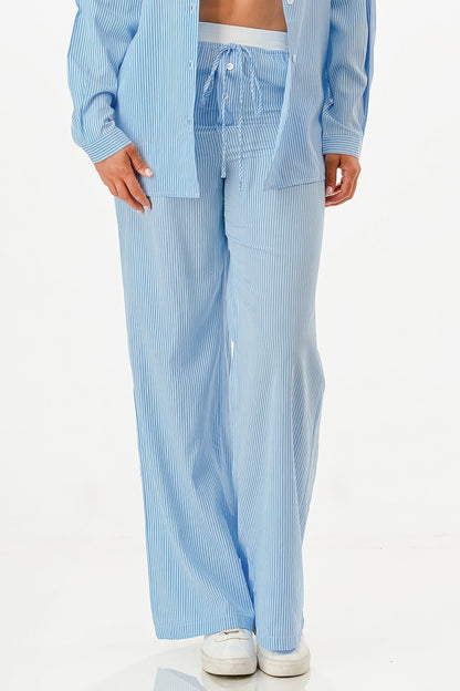 Pinstripe Shirt And Pant Set            