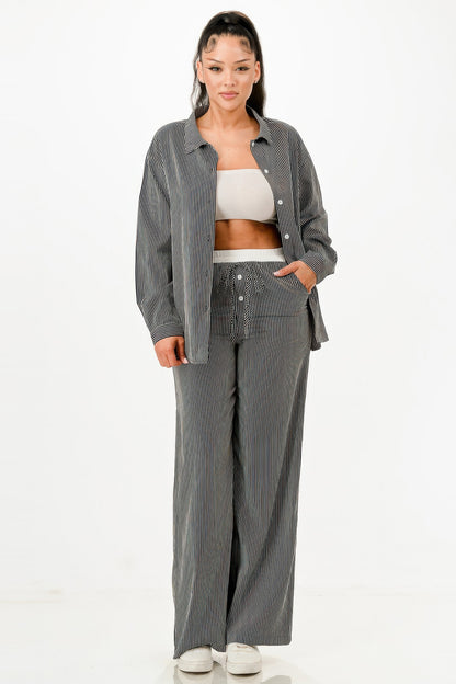 Pinstripe Shirt And Pant Set            